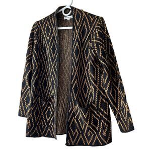 Divine Heart cardigan knit open front sweater black with diamonds Small